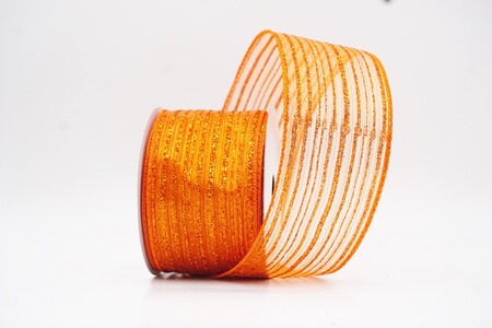 Orange Metallic Sheer Fine Pinstripe Ribbon_KW0456GC-54-54